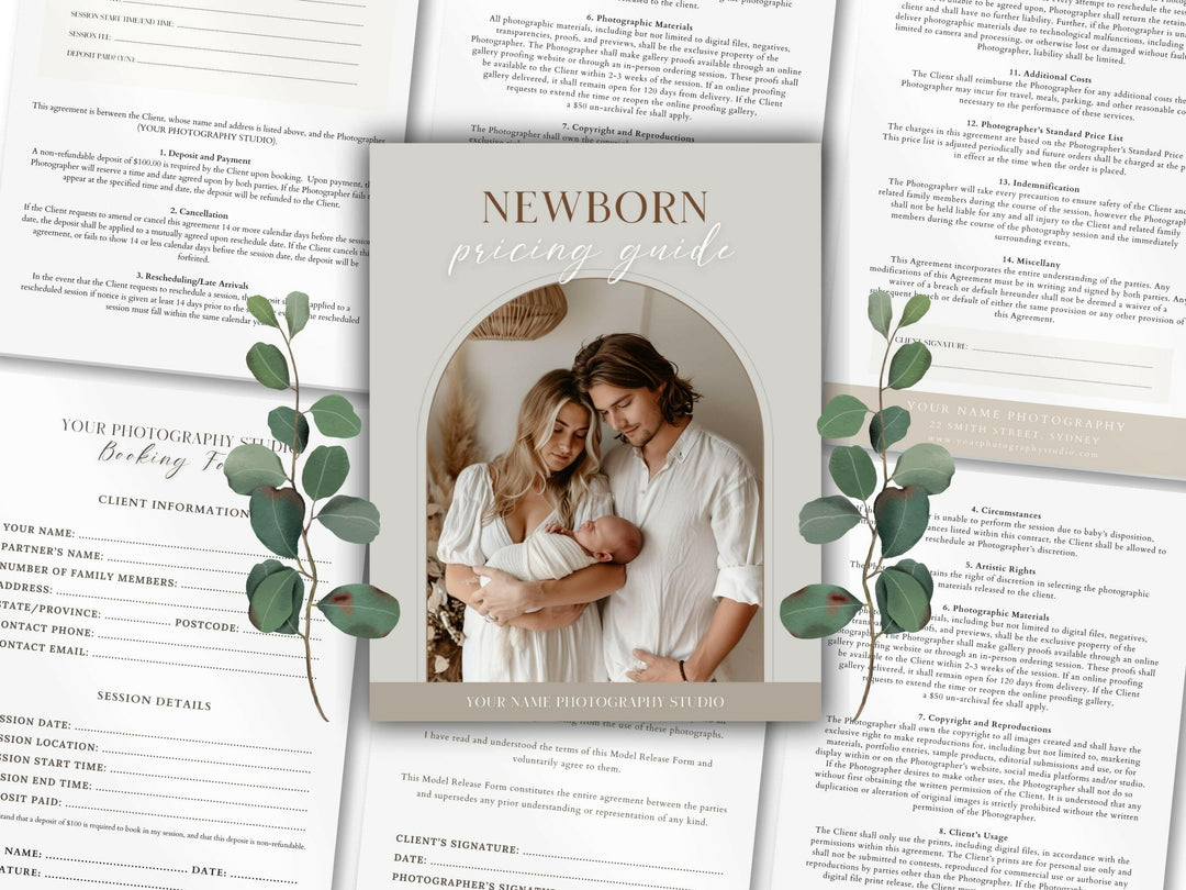 Ultimate Newborn Photography Template Pack - 7 Pages - Design 1