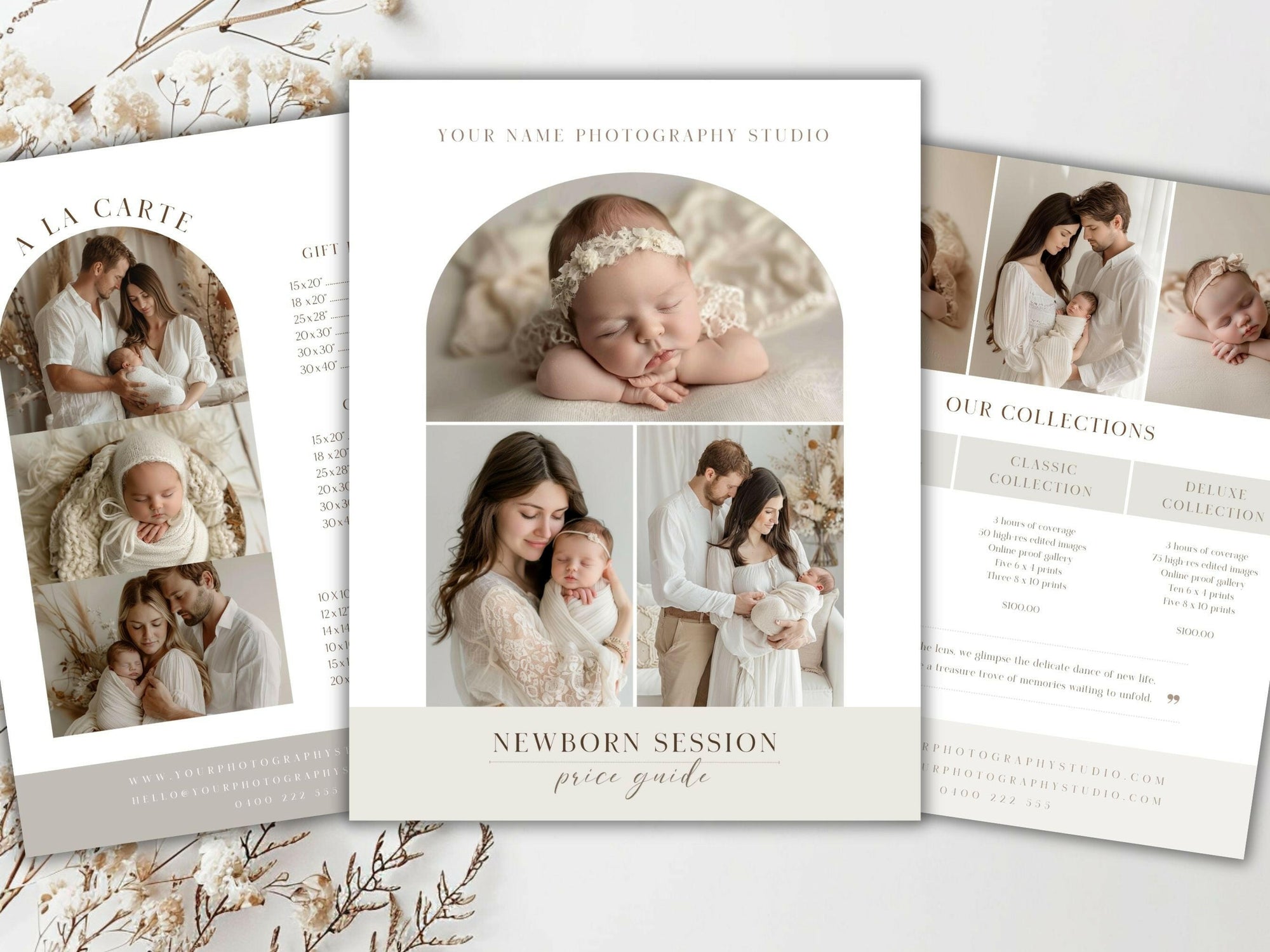 Newborn Pricing Guide for Canva - 3 Pages - Design 1