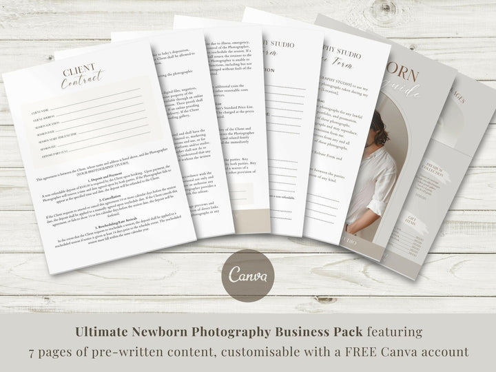 Ultimate Newborn Photography Template Pack - 7 Pages - Design 1
