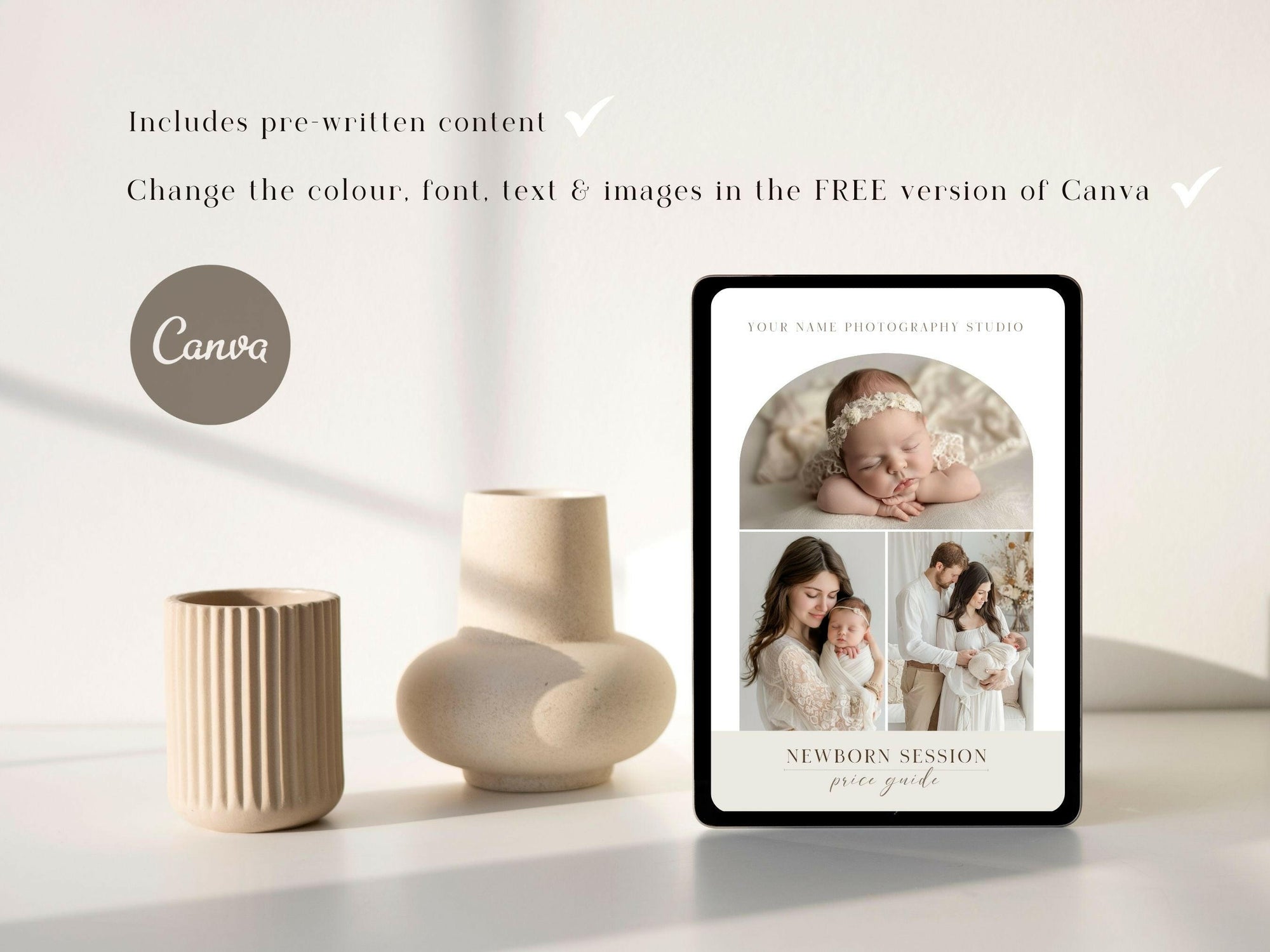 Newborn Pricing Guide for Canva - 3 Pages - Design 1