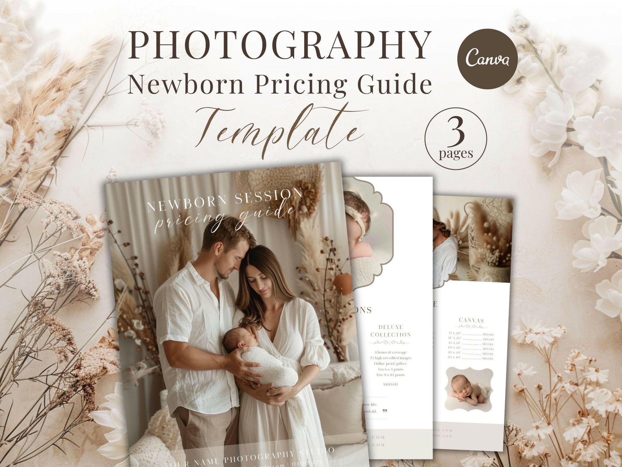 Newborn Pricing Guide for Canva - 3 Pages - Design 2