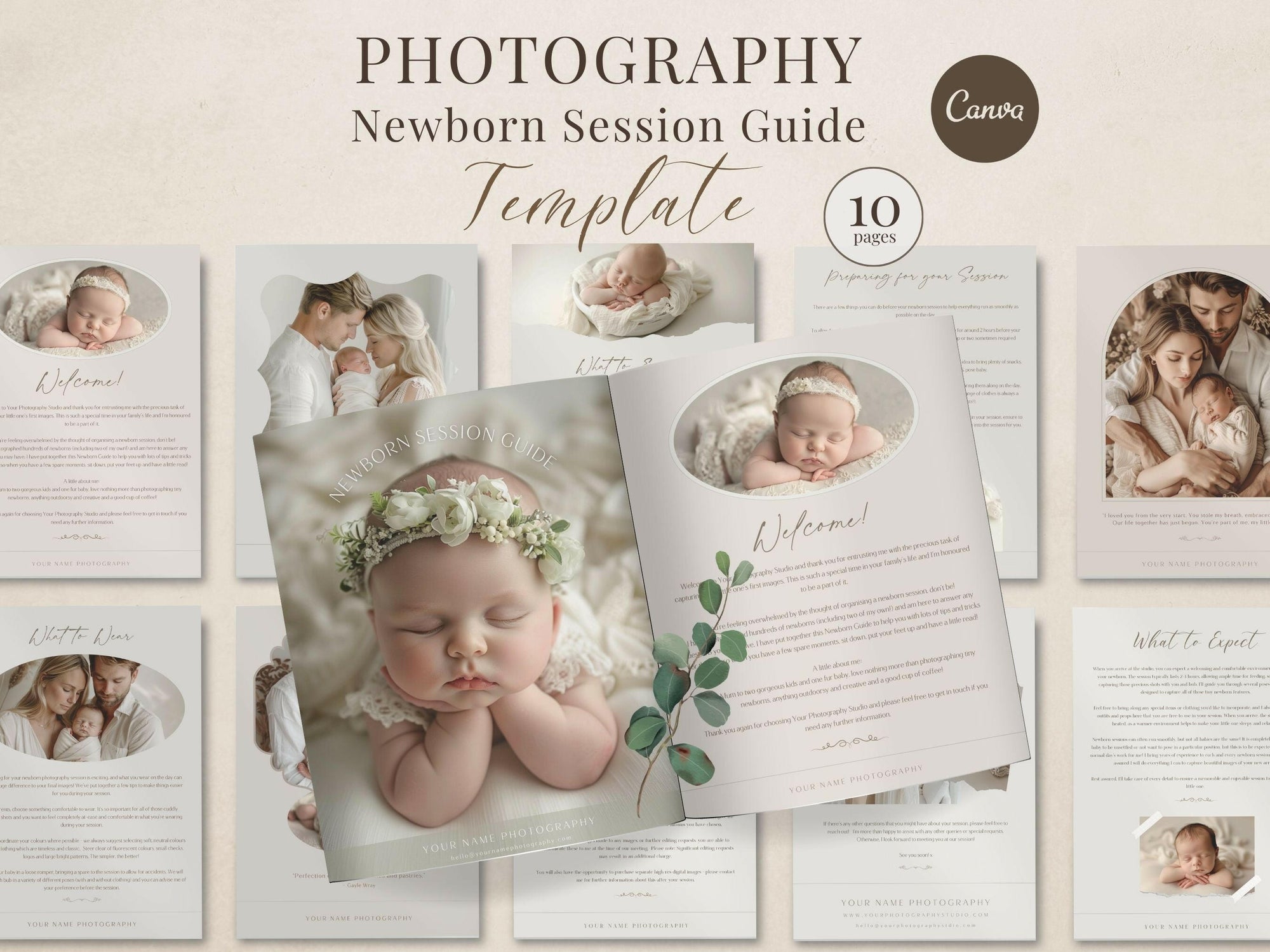 Newborn Session Guide for Canva - 10 Pages - Design 2