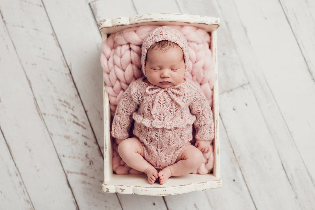 Primrose Knit Romper &amp; Bonnet Sets