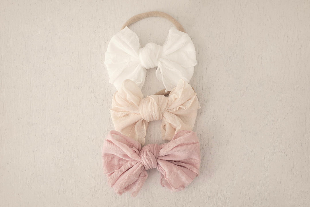 Crinkled Chiffon Bow Headbands