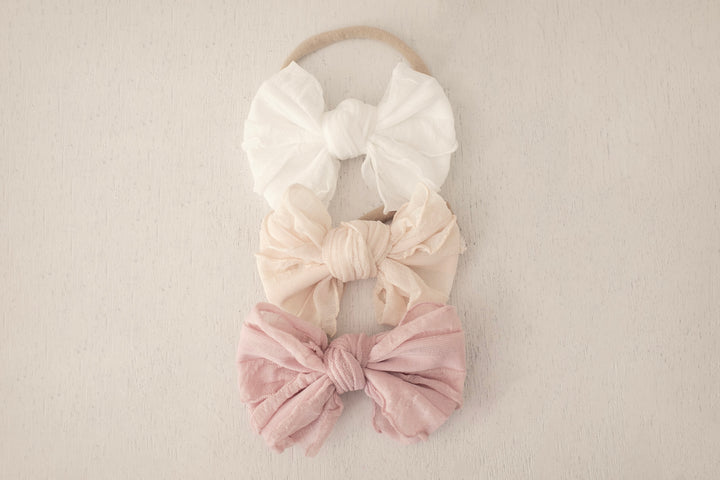 Crinkled Chiffon Bow Headbands