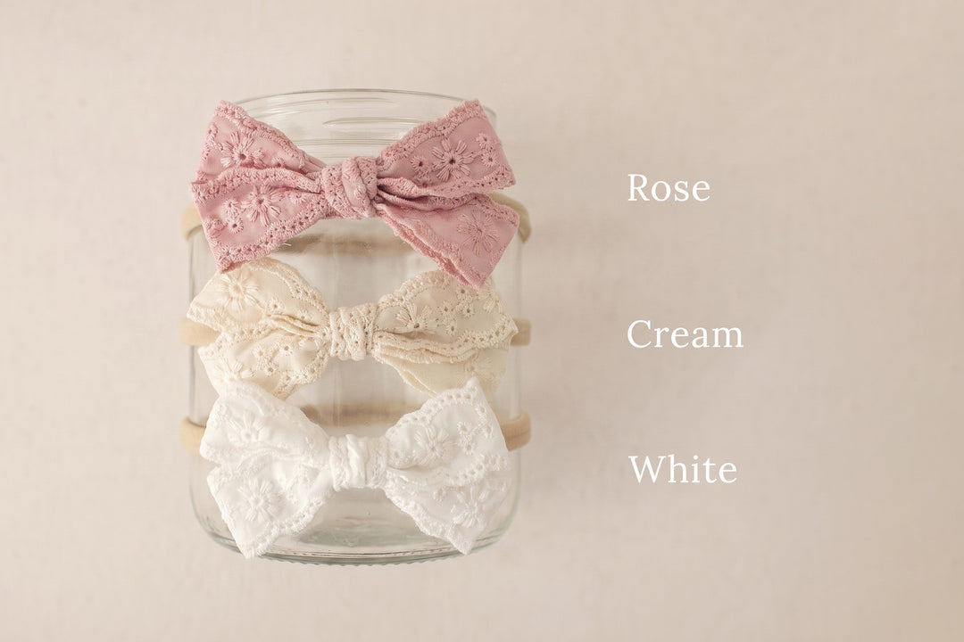 Farrah Embroidered Bow Headbands