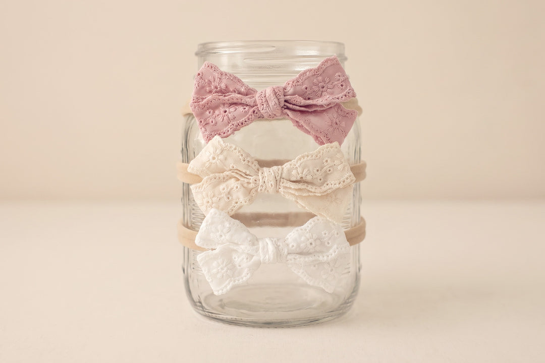 Farrah Embroidered Bow Headbands