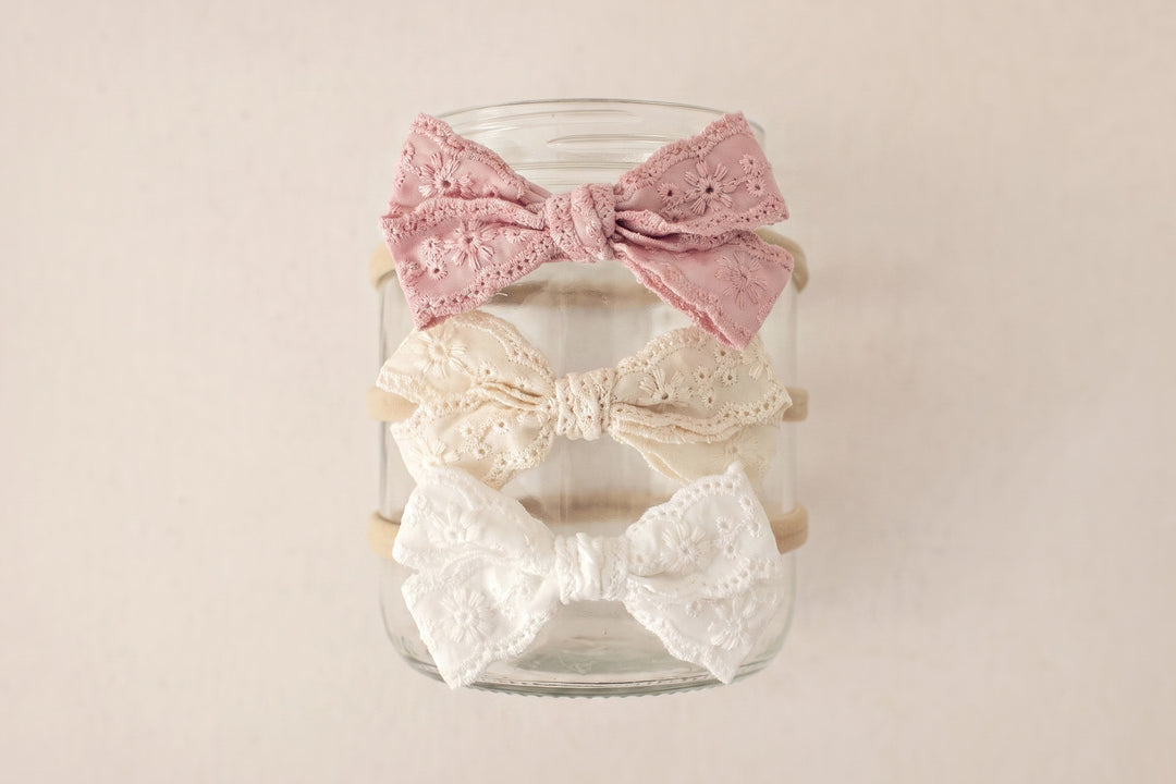Farrah Embroidered Bow Headbands