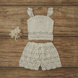 Isla Crochet Set - Milk - Newborn Photography Props - Princess & the Pea Props