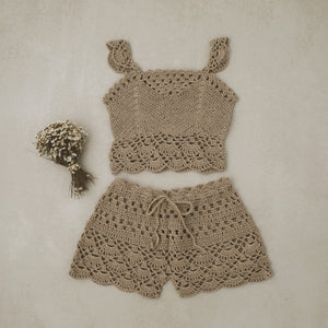 Isla Crochet Set - Latte - Newborn Photography Props - Princess & the Pea Props