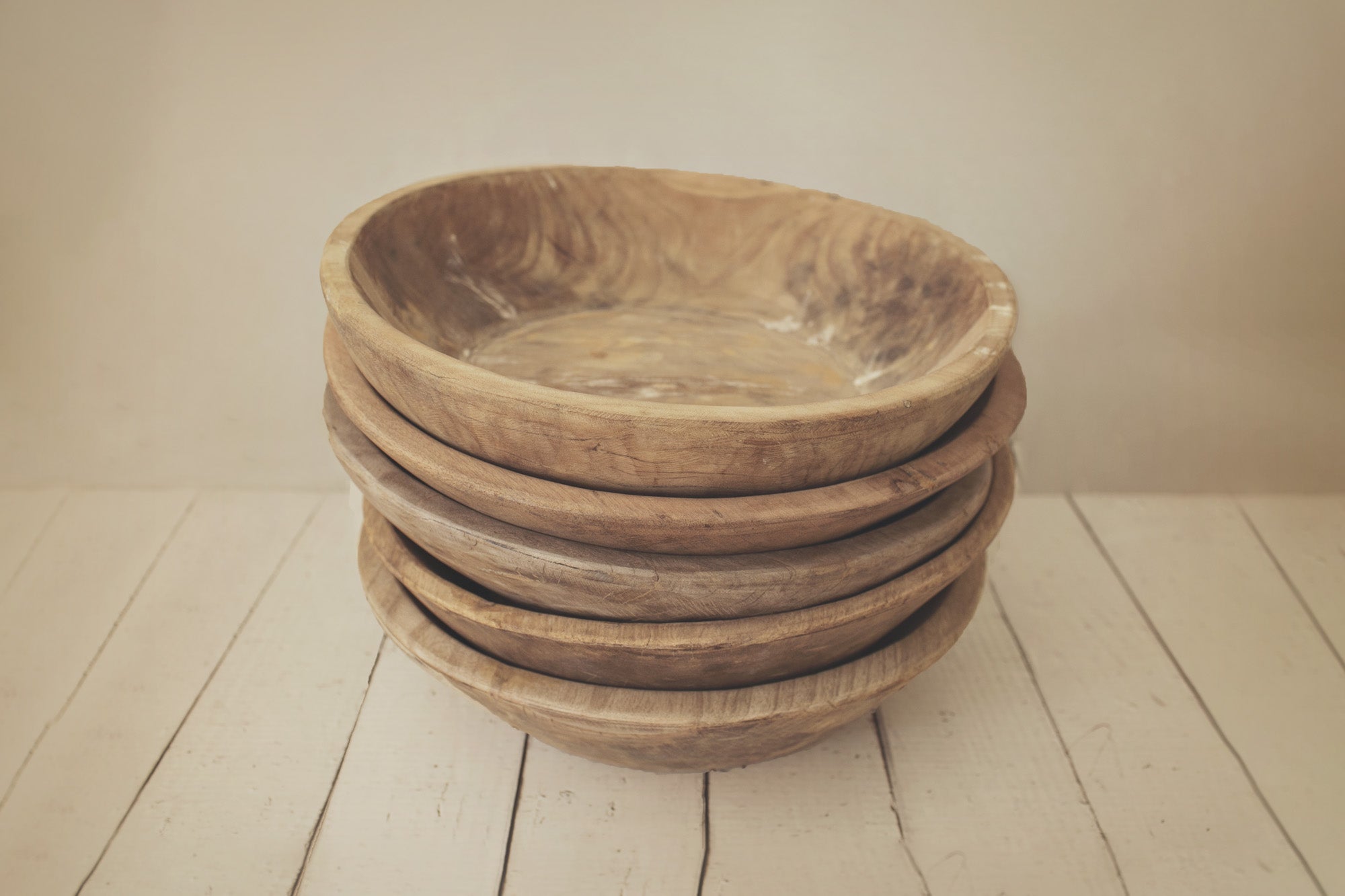 Natural Vintage Wooden Bowls - Small Size