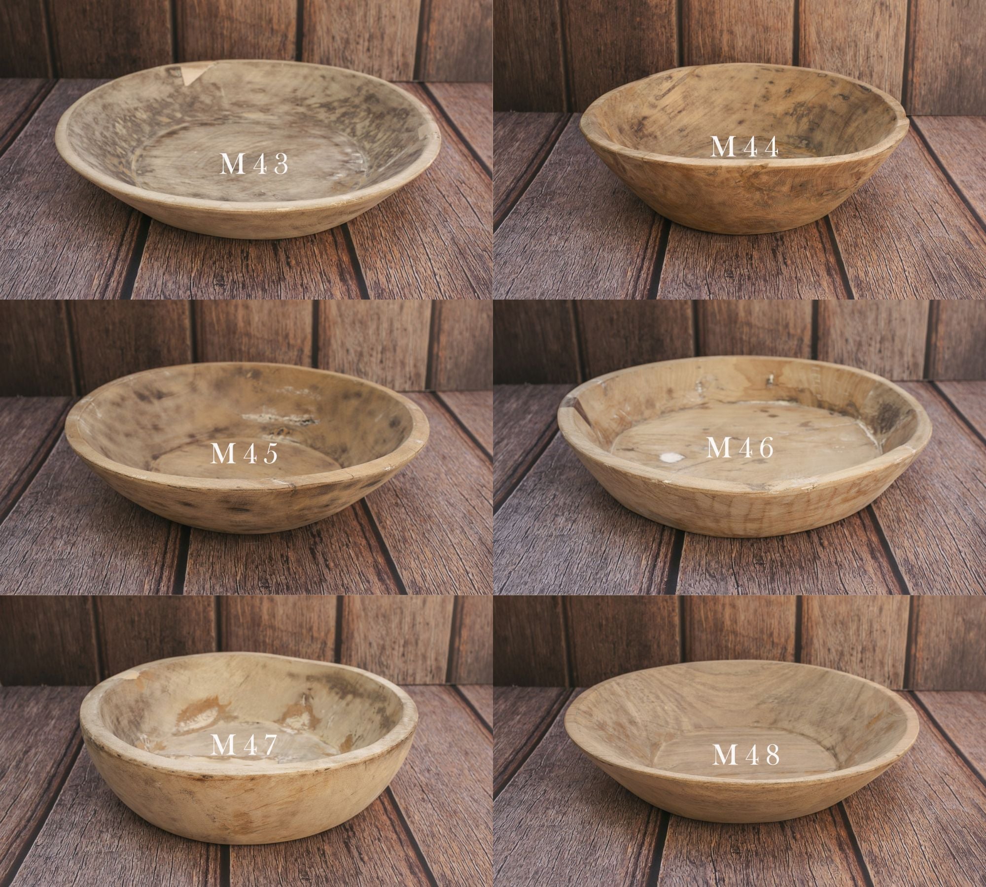 Blonde Vintage Wooden Bowls - Medium Size